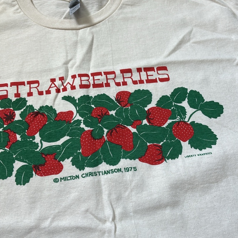 Liberty Graphics Strawberry T Shirt Unbleached Cotton Top Tee Milton 1975 XL - Picture 4 of 4